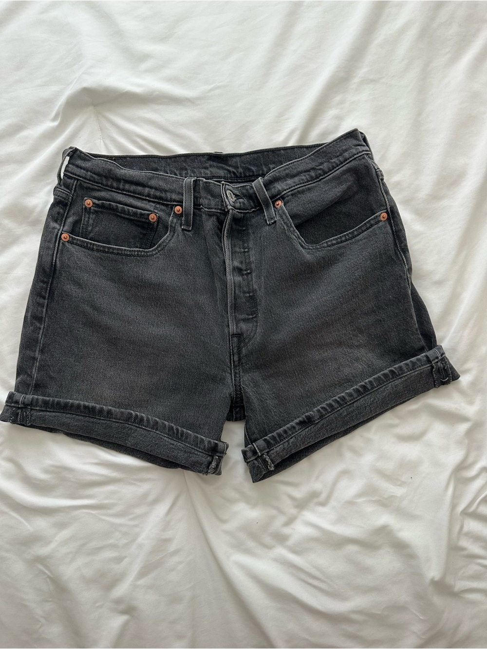 Levi's 501 Black Mid-Thigh Denim Shorts